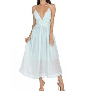 NEW AKALIA adeli v neck midi dress in blue